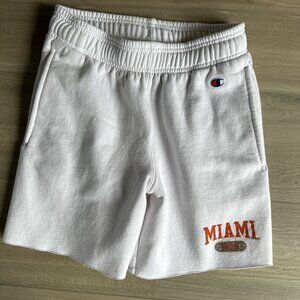 University of Miami Champion Women’s White Sweatshorts Sweats Shorts‎ Sz XS